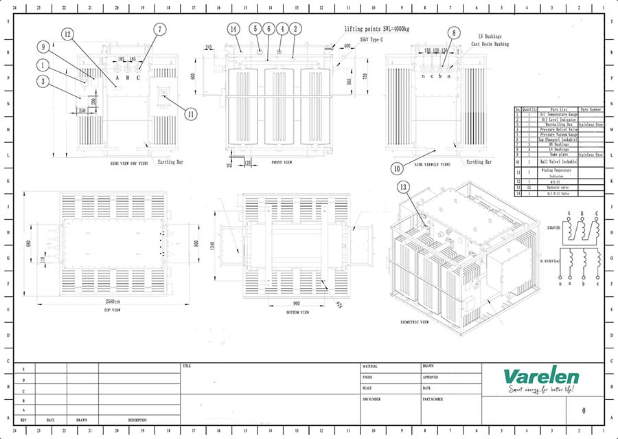 drawing of oil immersed transformer